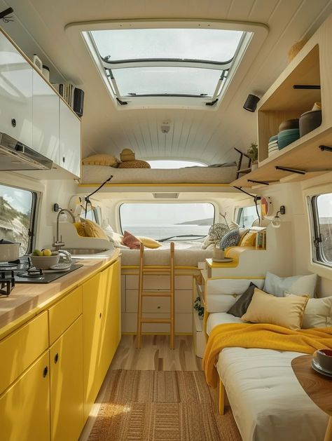 23 Small Camper Interior Ideas – TastyInteriors Mini Camper Interior, Van Turned Into Camper, Bus House Interior, Van Ideas Interior, Bus Homes Converted, Small Camper Ideas, Van Decoration Ideas, Camper Diy Ideas, Westfalia Interior Ideas