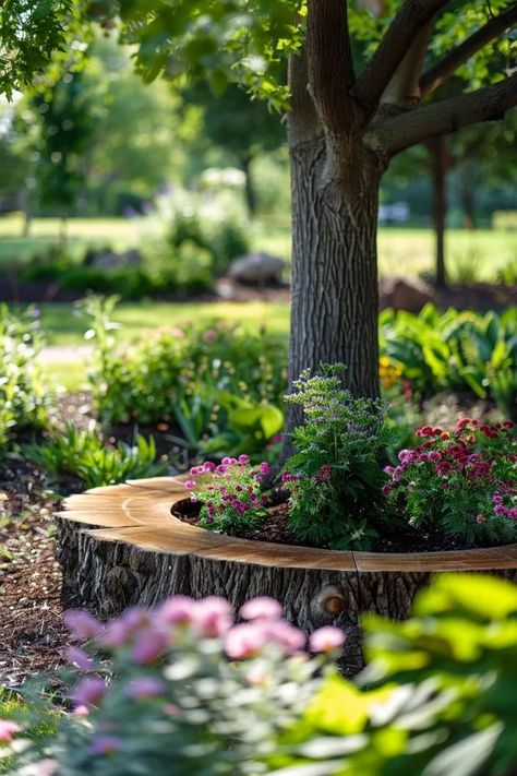 Tree Ring Landscape Ideas: Elevate Your Yard Tree Rings Landscape Ideas, Tree Mulch, Small Urban Garden, Backyard Balcony, Sloped Yard, Short Plants, Landscaping Inspiration, Cozy Patio, Tree Rings