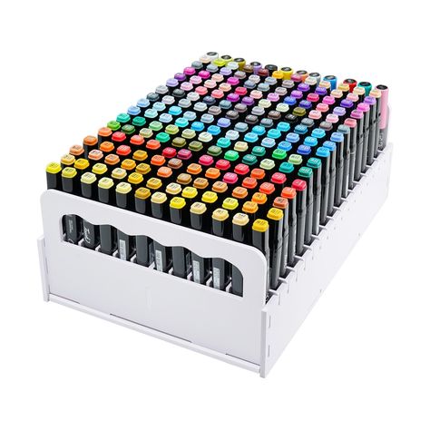 PRICES MAY VARY. Dimensions of marker organizer rack: 15" W x 5.3" D x 10.2" H. Holds 204 markers. Each slot holds an individual marker for easy access and the markers slide in and out easily. Dimensions of each slot: 0.69"W x 2.75"D x 0.71"H. Suitable for Copic Sketch markers, Copic Ciao markers, Ohuhu markers, 5mm Posca pens, prismacolors and Blick markers, Spectrum Nior markers, Triblend Markers, Stampin' Up Markers, etc. Compatible with Ikea Raskog, Michaels Lexington cart and Target 3 tier Markers Organization, Diy Marker Storage, Copic Marker Storage, Markers Ohuhu, Stampin Up Markers, Marker Organizer, Art Supply Storage, Blending Markers, Ikea Cart