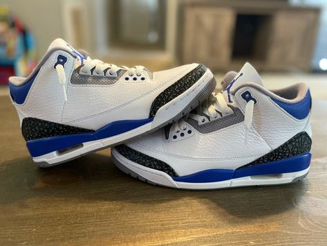 Jordan 3 Racer Blue Size 8.5 Get a price at https://copapair.com/jordan-3-racer-blue-size-8-5/ Blue Jordan 3, Jordan 3 Racer Blue, Black Men Fashion Urban, Dark Purple Wallpaper, Blue Jordans, All Nike Shoes, Air Jordan 3, Jordan 3, Black Men Fashion