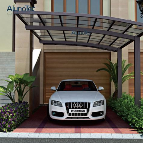 Online Shop Polycarbonated Single Carport Car Shelter Car Awning 5.5m length x 3m width x 3m height | Aliexpress Mobile Carport In Front Of House, Single Carport, Cottage Garage, Car Porch Design, Garage Canopies, Aluminum Carport, Carport Modern, Modern Carport, Carport Patio