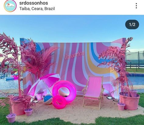 Barbie Summer Party, Barbie Event Decor, Pool Barbie, Hoco Decor, Barbie Pool, Barbie Pool Party, Pride Products, Barbie Beach, Wedding Pool Party