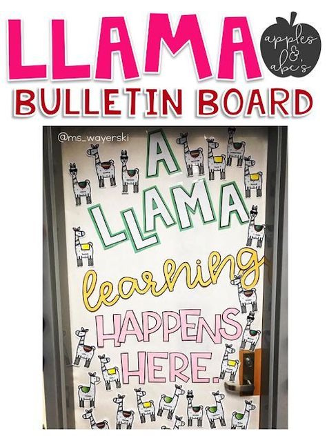 Llama Bulletin Board - Apples and ABC's Llama Bulletin Board, Llama Classroom Theme, Llama Classroom, Bulletin Boards Theme, Cactus Classroom, Llama Decor, Camping Theme Classroom, Preschool Bulletin, Llama Llama