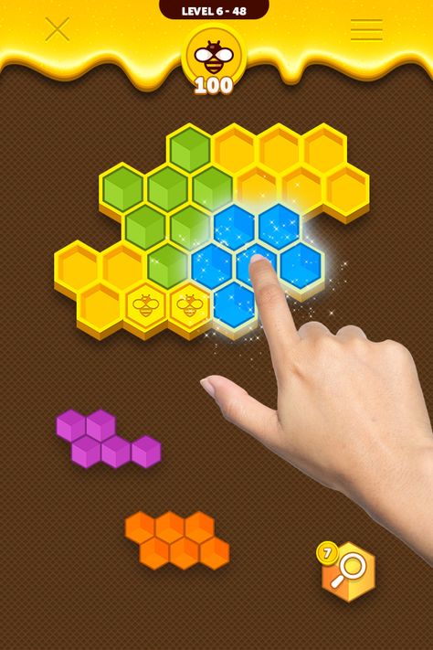 Hexagon Game, Puzzle Game Ui, Bubble Game, Bee Games, Block Puzzle Game, Stack Game, Bubble Games, Block Puzzle, Game Gui