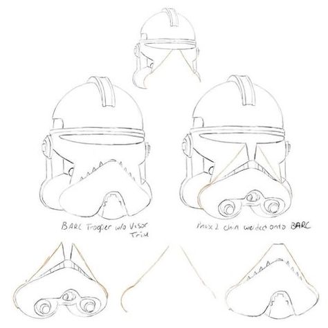 Clone Trooper Helmet Drawing, Clone Trooper Sketch, Star Wars Clone Armor, Clone Drawing, Starwars Clones, Clone Helmet, Clone Armor, Clone Trooper Armor, Helmet Drawing