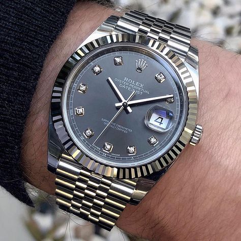 Rolex Tel-Aviv on Instagram: “DATEJUST 41 Ref 126334 , dark rhodium #diamonds…” Rolex Date Just, Rolex Boutique, Rolex Batman, Gmt Master 2, Man Bracelet, Rolex Date, Amazing Watches, Rolex Men, Dapper Men