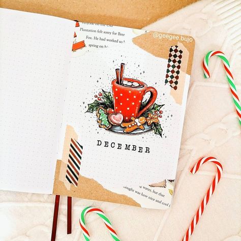 Winter Bujo, December Cover Page, Chocolate Gingerbread Cookies, Chocolate Gingerbread, Bullet Journal Page, Cool Journals, Drawing Journal, Christmas Elements, Christmas Journal