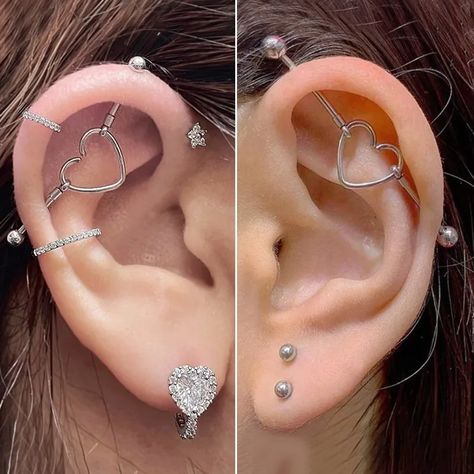 Industrial And Helix Piercing, Bar Industrial, Barbell Earrings, Industrial Barbell, Industrial Piercing, Helix Piercing, Helix, Piercings, Bar