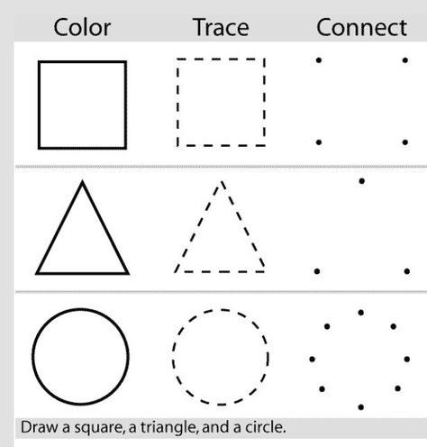 Practice Drawing Shapes Worksheets Ide Jurnal, Oppgaver For Barn, Drawing Worksheets, Shapes Drawing, Drawing Shapes, Color Worksheets For Preschool, Shape Coloring Pages, Shapes Kindergarten, Tracing Lines