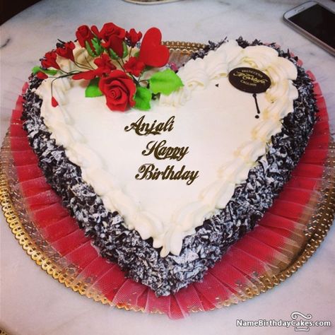 Happy Birthday Anjali - Video And Images Happy Birthday Zeeshan, Happy Birthday Anjali, Best Birthday Cake Images, Birthday Cake Design Ideas, Heart Birthday Cake, Cake With Photo, Birthday Card With Name, Best Birthday Cake, Wish Birthday