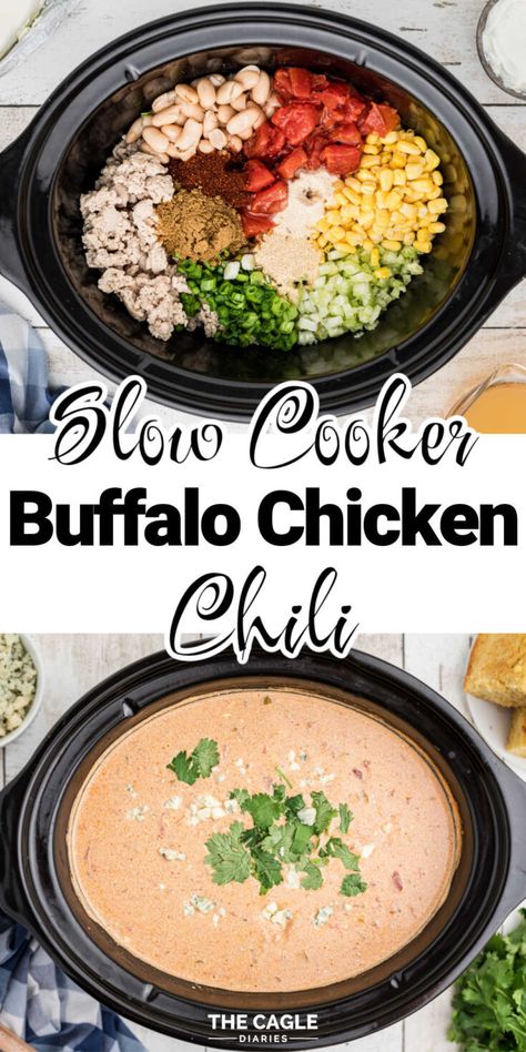 The Cagle Diaries, Slow Cooker Buffalo Chicken Chili, Buffalo Chicken Chili Crockpot, Crockpot Buffalo Chicken Chili, Buffalo Chicken Chili Recipe, Soup Sunday, Slow Cooker Buffalo Chicken, Chili Crockpot, Buffalo Hot Wings