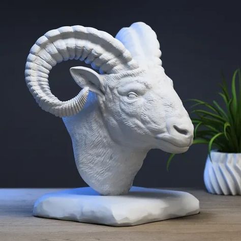 STL file Ram head bust, Animal head, Animal bust, Goat bust, Goat head, Ram head (1) 🐏 ・Template to download and 3D print・Cults Goat Statue, Goat Head, Head Bust, Ram Head, Animal Head, Math Art, Animal Heads, 2d Art, Print Models