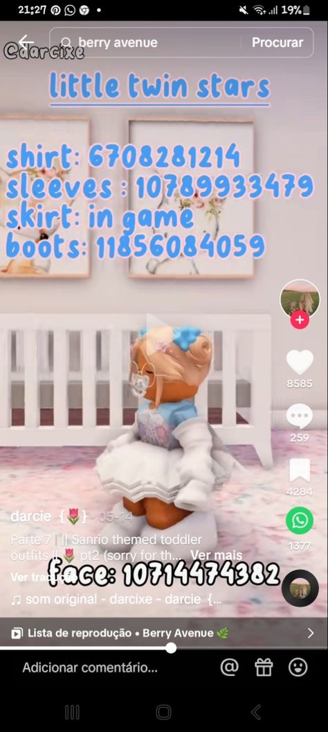 Sanrio Outfits, Berry Avenue Codes, Cute Bios, Baby Decals, Outfits Roblox, Pin Crafts, Bloxburg Decals Codes, Hello Kitty Crafts, Baddie Outfits Ideas