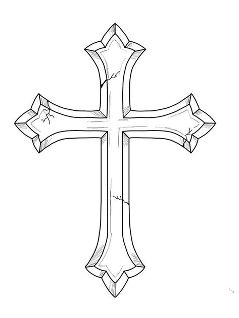 Cross Tattoo Outline, Detailed Cross Tattoo, Cross Tattoo Stencil, Creek Tattoo, Cross Stencil, Crucifix Tattoo, Cruz Tattoo, Cruces Tattoo, Tato Salib