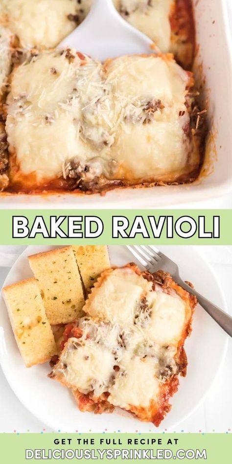 This hearty dinner recipe for an easy pasta bake only uses 5 ingredients! Your comfort food ideas must have this ravioli meal. With a perfect combo of flavors, this baked ravioli casserole is mouthwateringly good! Oven Baked Ravioli, Lasagna Bake, Baked Ravioli Recipe, Baked Ravioli, Ravioli Bake, Ravioli Lasagna, Best Pasta Dishes, Cozy Dinners, Hearty Dinner Recipes