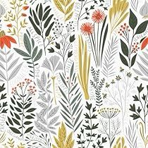 Peel And Stick Wallpaper Floral, Modern Floral Wallpaper, Affordable Wallpaper, Green Leaf Wallpaper, Herb Gardens, Herb Garden Design, Botanical Leaves, Wallpaper Floral, Leaves Wallpaper