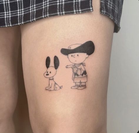 not my work! Soft Tattoo, Snoopy Tattoo, Browning Tattoo, Cowboy Tattoos, Movie Tattoos, Cartoon Character Tattoos, Hand Poked Tattoo, Cute Little Tattoos, Snoopy Pictures