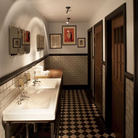 The Pearson Room | Casual Restaurant Interior Design | B3 Designers Casual Restaurant Interior Design, Interior Design Restroom, Design Restroom, Toilet Restaurant, Casual Restaurant, Tile Walls, Restaurant Bathroom, Pub Interior, Restaurant In London