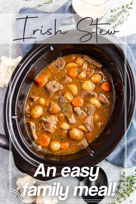 Slow Cooker Irish Stew is the most delicious hearty stew made with tender lamb or beef, vegetables, and a rich, savory broth. It is the ultimate comfort food, and the best part? You can throw it all together in your slow cooker and let it do the work for you. Irish Crockpot Recipes, Slow Cooker Irish Stew, Guinness Irish Stew Crockpot, Irish Stew Recipe Lamb, Irish Lamb Stew Crockpot, Irish Guiness Beef Stew Crock Pot, Slow Cooker Irish Beef Stew, Traditional Irish Beef Stew, Beef Stew Dinner