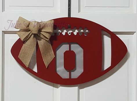 Nut Crafts, Wooden Football, Buckeye Nut, Football Door Hangers, Maryland Blue Crab, Diy Spray Paint, Football Signs, Osu Buckeyes, Easter Bunny Basket