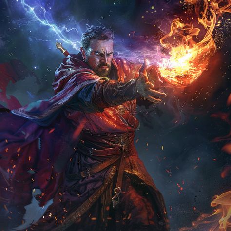 Male Mage Casting Fireball Fire Mage Art, Dnd Wizard Art, Sorcerer Art, Sorcerer Dnd, Mage Cosplay, Fire Mage, Dnd Wizard, Battle Mage, Blood Mage