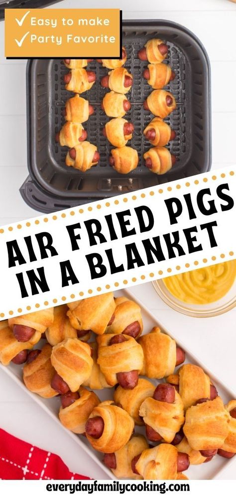 Pigs In A Blanket Recipe, Air Fried Food, Air Fryer Oven Recipes, Air Fry Recipes, Crescent Dough, Air Fryer Dinner Recipes, Quick Snack, Pigs In A Blanket, Air Fryer Recipes Easy