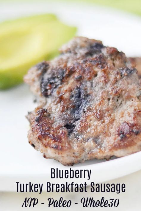 Blueberry Breakfast Sausage, Aip Turkey Recipes, Aip Sausage, Turkey Sausage Recipe, Aip Paleo Breakfast, Aip Dinners, Autoimmune Diet Recipes, Aip Recipe, Aip Snack