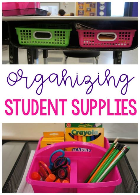 Student Supply Organization, Desk Organisation Student, Student Desk Organization, Classroom Supplies Organization, Student Supplies, Classroom Organization Elementary, Organizational Tips, School Supplies Organization, Education Organization