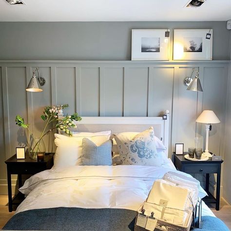 INSPO 💛 how beautiful is this bedroom from Neptune, I’m going to try and tackle my own panelling this weekend to look some sort like this!… Master Wainscoting, Wall Panels Bedroom, Cosy Living, Bedroom Panel, Bohemian Bedroom, Spare Bedroom, Spare Room, Master Bedrooms Decor, Guest Bedrooms