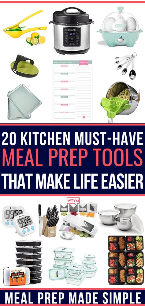 Meal prep is the key to weight loss and healthy eating, but it takes work! Make life easier with the products and tools your kitchen needs for batch cooking on meal prep day! From grocery lists to food prep must-haves and meal prep containers for portion control these simple solutions will make your 21-day healthy eating habit goal a reality! #mealprep #mealprepping #weightloss Meal Prep Station, Meal Prep Gadgets, Food Prep Tools, Meal Prep Tools, Meal Prep Must Haves, Cooking Knowledge, Mosaic Kitchen, Eating Keto, Meal Prep Plans