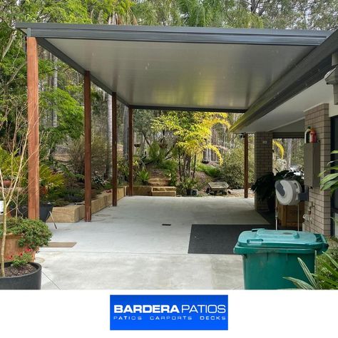 Bardera Patios with another 10/10 install in Logan, QLD ✔️ Our Outback® Cooldek Flyover Patios have been stealing the show, and it's no surprise why! The insulated Cooldek roofing works wonders on hot summer days. The flyover design increases airflow and height, creating a comfortable and spacious outdoor area. Explore 👉 bit.ly/obcooldek #Stratco #HowTo #StratcoOutback #OutbackPatio #Patio #Pergola #Verandah #Awning #LoganReserve #Queensland Roof Extended Over Patio, Reverse Pitch Patio Roof, Outdoor Entertaining Area Gable Roof, Flyover Patio Roofs, Flyover Design, Pitched Alfresco Roof, Patio Roofs, Roof Patio, Castle Layout