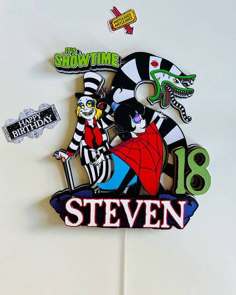 Beetlejuice 🪲 Cake Topper!! #bettlejuice #beetlejuicebeetlejuicebeetlejuice #caketopper #beetlejuicebeetlejuice #beetlejuicecaketopper #birthday #birthdayparty #birthdaycake #fyp #birthdayboy Beetlejuice Cake, Happy Birthday 18th, Beetlejuice, Boy Birthday, Cake Topper, Cake Toppers, Birthday Cake, Happy Birthday, Birthday Party