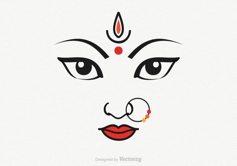 Durga Illustration, Vegetable Arrangements, Durga Maa Paintings, Simple Face Drawing, Durga Picture, Durga Painting, Images Design, Durga Images, Goddess Durga