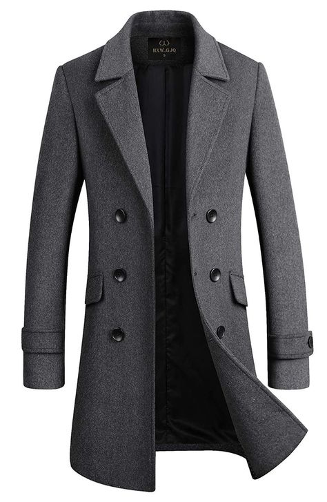 Long Pea Coat, Overcoat Men, Long Peacoat, Trench Coat Men, Double Breasted Trench Coat, Trench Coat Black, Pea Coat, The New Yorker, Men Winter