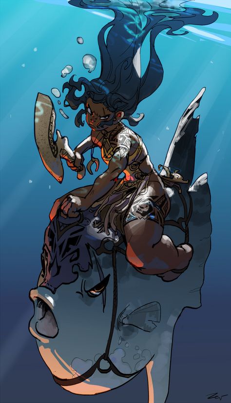 ArtStation - Molamola Maori, Ngan Pham Deviantart, Water, Twitter, Hair