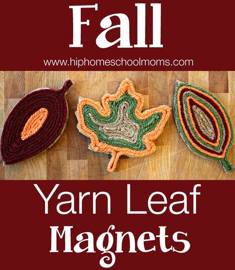 Thankful Crafts For Adults, Yarn Leaf, Older Kids Crafts, Thankful Crafts, Yarn Art Projects, Kids Fall Crafts, Thanksgiving Projects, Thanksgiving Art, Magnet Crafts