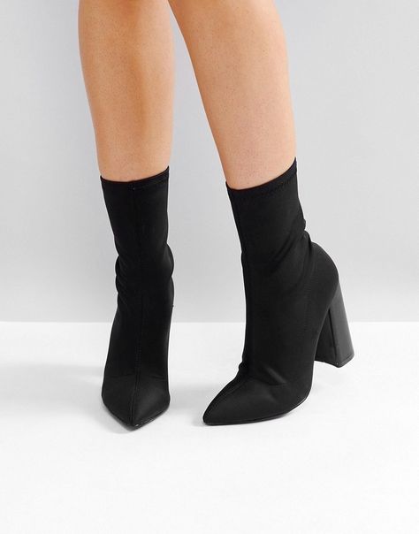 Versatility is the name of the game and these boots have the range! Sock Boots Outfit, Black Sock Boots, High Heeled Boots, Minimalist Shoes, Sock Boots, Public Desire, Socks And Heels, Toe Socks, Black High Heels