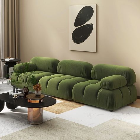 Marcel 109.5" Bubble Modular Modern 3-Piece Sofa - Bed Bath & Beyond - 36834887 Dark Green Sofa, Sofa Drawing, French Sofa, Single Sofa Bed, Bed Floor, 3 Piece Sofa, Green Sofa, Brown Sofa, Sofa Living