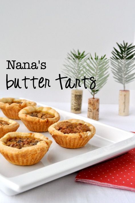 Nana's Butter Tarts. Traditional Canadian butter tart recipe with a gluten-free pastry option. |www.flavourandsavour.com Butter Tart Recipe Without Corn Syrup, Butter Tarts With Corn Syrup, Butter Tarts Recipe Without Corn Syrup, Butter Tarts Without Corn Syrup, Canadian Butter Tarts, Soy Free Desserts, Butter Tart, Gluten Free Pastry, Butter Tarts