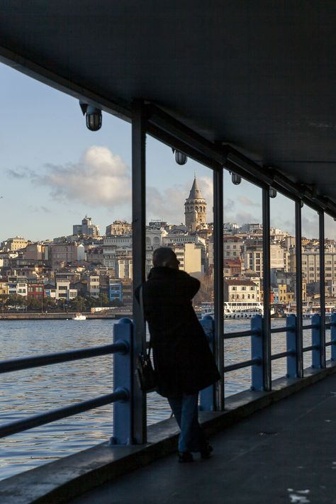 Galata Tower Is One Of My Favorite Places In Istanbul. I Have Many Shots Of It From Different Angles, At Different Light Conditions. In This Case, I Took It From The Bridge Walkway And I Like The Framing Of The Man And The Tower Bridge Walkway, Places In Istanbul, Etsy Photography, Istanbul Photography, City Silhouette, Istanbul Travel, Blue Mosque, Photography Series, Hagia Sophia