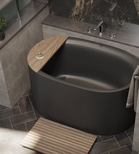 Wabi Sabi Bathroom, Bathtubs For Small Bathrooms, Mini Bathtub, Showers Without Doors, Wet Room Bathroom, Spa Style Bathroom, Tub Design, Tiny Bath, Small Bathtub