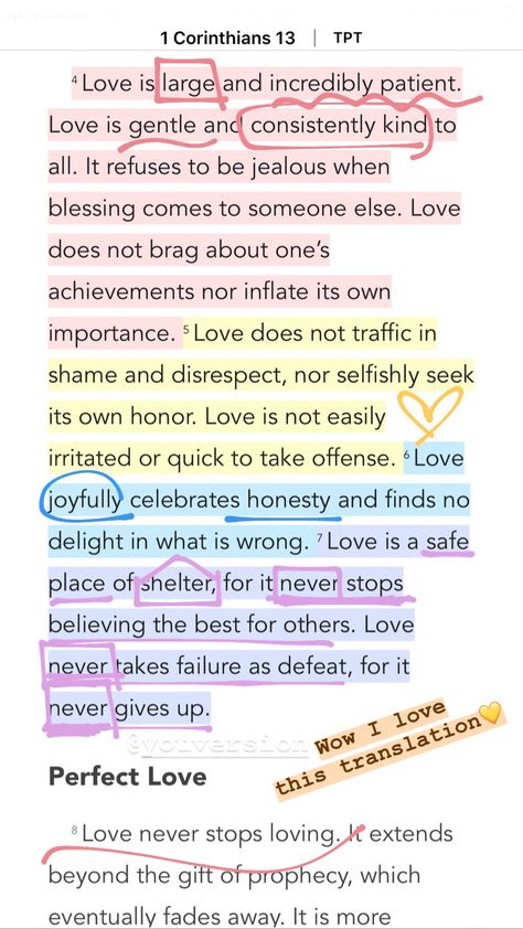 1 Cor 13:4-7 TPT. Love is patent, love is kind 💛 (I love this passion translation on the Bible app) The Passion Translation Bible, Love Is Kind Bible Corinthians 13, 1corinthians 13:4, 1 Corinthians 13 4 7 Wallpaper, What Is Love Bible, 1 Corinthians 13:4-7, 1corinthians 13, Love In The Bible, Lyrics Inspiration