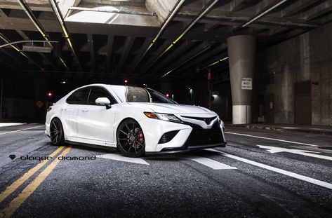 White Toyota Camry Customized with a Touch of Style and on Blaque Diamond Wheels White Toyota Camry, White Toyota, Toyota Camry Xse, 2018 Toyota Camry, Camry Xse, Car For Teens, Honda Accord Sport, Camry Se, Dream Machine