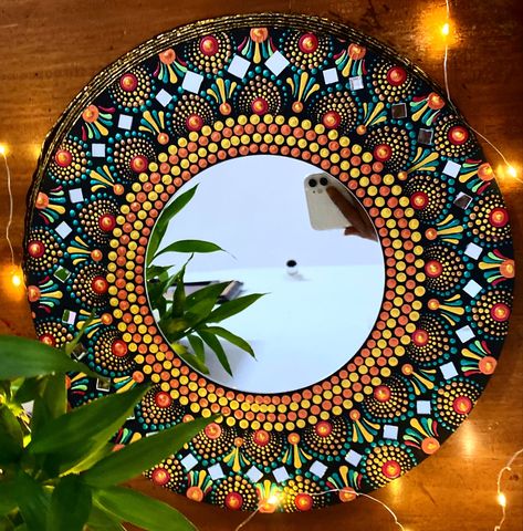 Mandala on 12 MDF Board. Paintings On Mdf Board, Mirror Dot Mandala, Mandala Art On Mdf Board, Mandala Mirror Wall Decor, Mandala Art Mirror, Mandala Mirror Art, Mdf Board Art, Mirror Mandala Art, Painting On Mdf Board