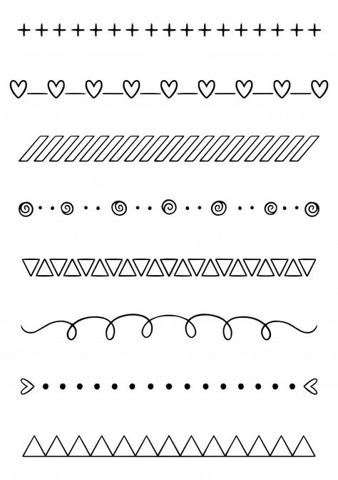 Divisores dibujados a mano Vector Premiu... | Premium Vector #Freepik #vector #floral #flecha #mano #adorno Border Doodles Hand Drawn, Journal Borders Hand Drawn, Banners Bullet Journal, Borders Bullet Journal, Doodle Arrows Hand Drawn, Text Dividers, Bullet Journal For Beginners, Bullet Journal Notes, Bullet Planner