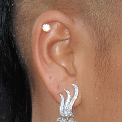 Cassie Ventura Ear Lobe, Helix/Cartilage, Upper Lobe Piercing | Steal Her Style Three Lobe Piercings, Tattoo Character, Upper Lobe Piercing, Song Tattoos, Cassie Ventura, Girls Lipstick, Double Ear Piercings, Diy Household Tips, Lobe Piercings