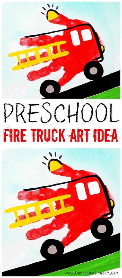 Firetruck Handprint Craft, Handprint Firetruck, Firetruck Craft For Toddlers, Fire Safty Craft Preschool, Fire Fighter Craft, Fire Safety Preschool Crafts, Fireman Crafts, Fire Safety Crafts, Fire Truck Craft