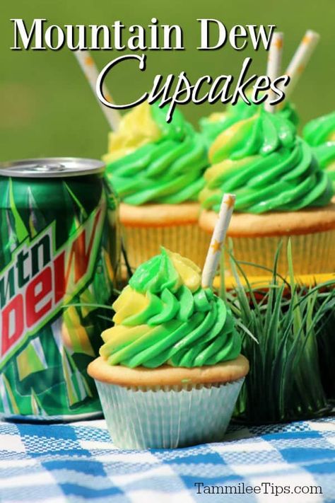 Mountain Dew Cupcakes, Mountain Dew Cake, Cake Mix And Soda, Mt Dew, Cake Pop Recipe Easy, Cupcakes Homemade, Raspberry Swirl Cheesecake, Cream Cheese Coffee Cake, Mtn Dew