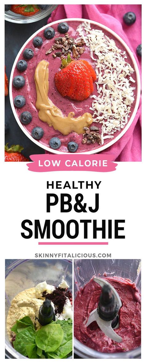 Pbj Smoothie, Pb And J Smoothie, Healthy Snacks List, Packed Breakfast, Healthy Low Calorie Meals, Gluten Free Recipes For Breakfast, Calorie Recipes, Superfood Smoothie, Healthy Drink