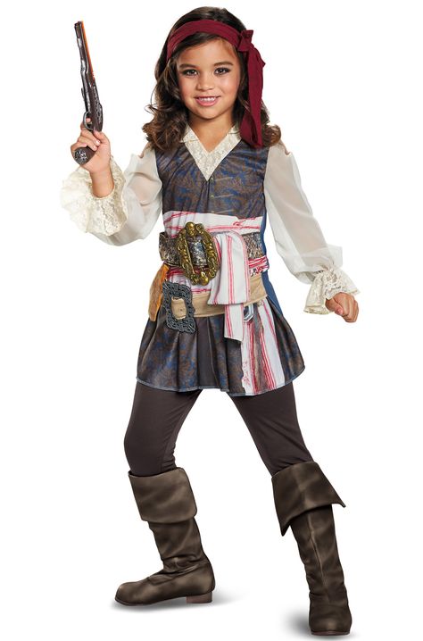 Girl Pirate Costume, Jack Sparrow Costume, Pirate Costume Kids, Girl Captain, Girl Pirates, Kids Costumes Girls, Pirate Outfit, Classic Girl, Captain Jack Sparrow